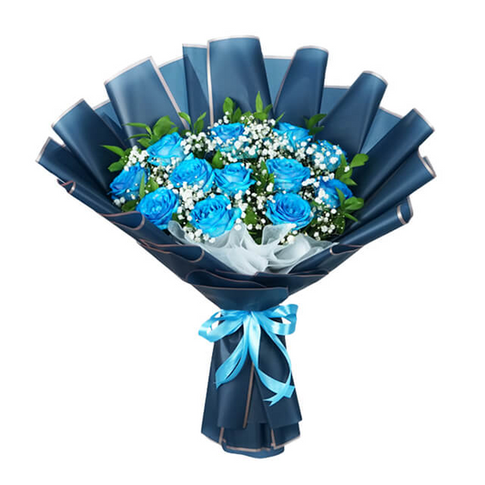 12 Blue Rose Bouquet Harmony