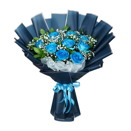 9 Blue Rose  Bouquet Wonder