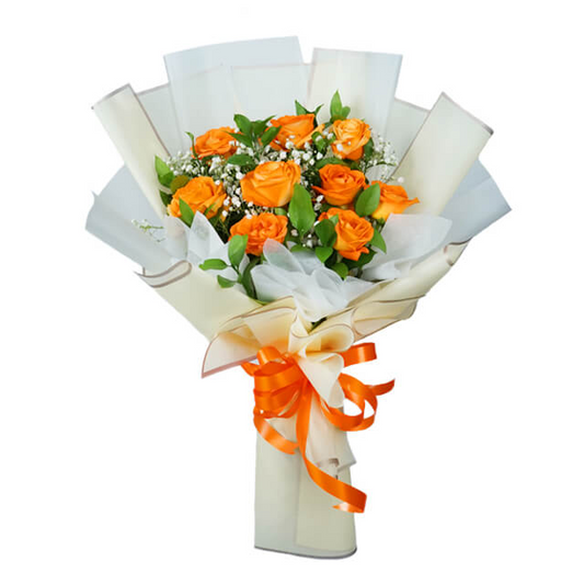 9 Orange Rose Bouquet-Wonder