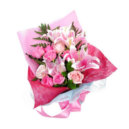 Buket Lily Pink Bright Loves - Bright Lily Bouquet