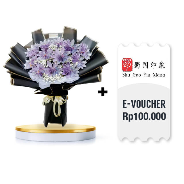 Cash Blooms Money Bouquet with E-voucher Shu Guo Yin Xiang Rp 100.000