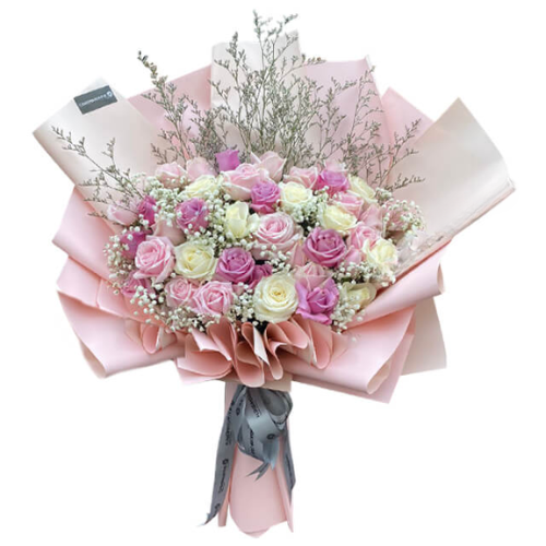 Cicely - Sweet Pink and White Bouquet - Buket Bunga Valentine