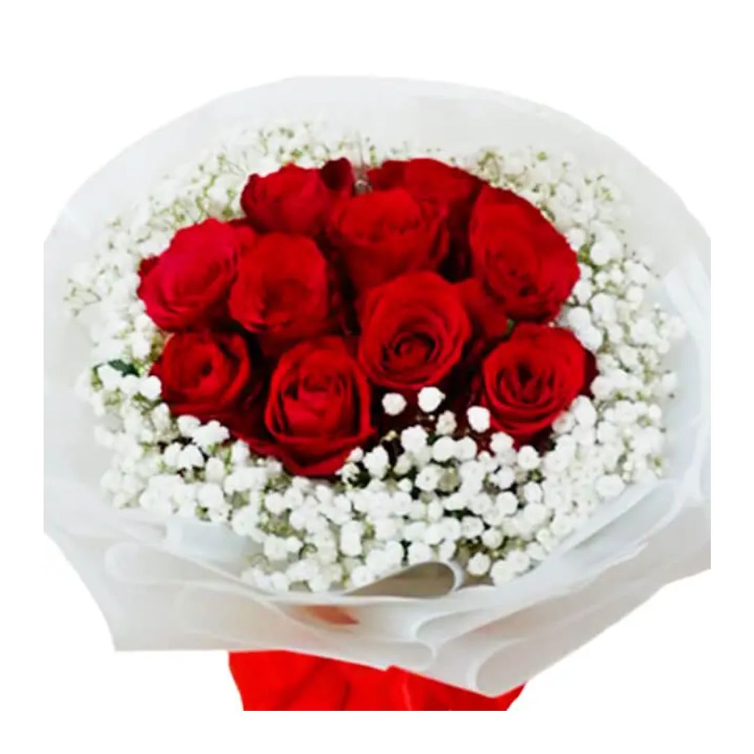 Elegant 10 Red Roses Bouquet - Jacqueline