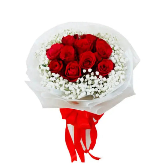 Elegant 10 Red Roses Bouquet - Jacqueline