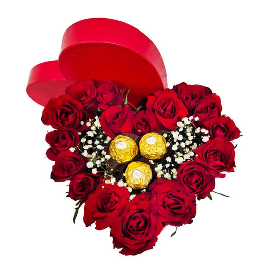 Heartful Gold Red Roses - Buket Bunga Mawar Valentine