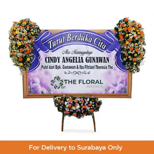 Jual Papan Bunga Online – Lasting Grieve dengan Bunga Ungu & Biru