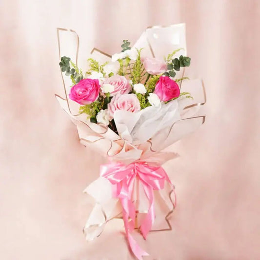 Pink Roses and Soft Pink Roses Bouquet - Serenity