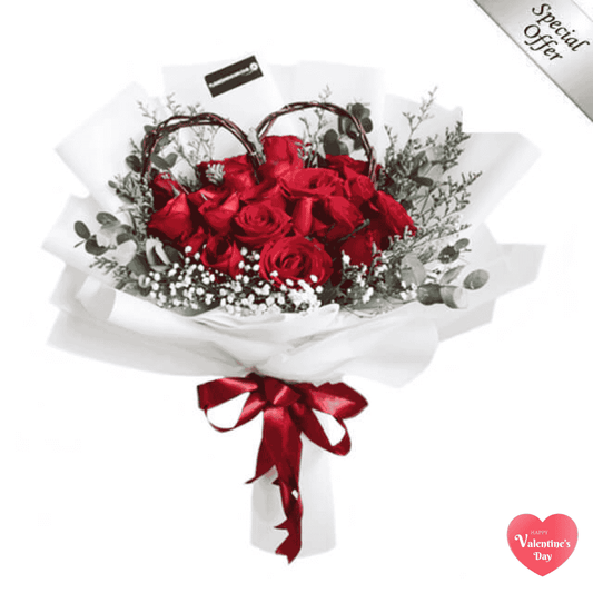 Red Rose Bouquet I Heart You Lots | Buket Bunga Mawar Valentine