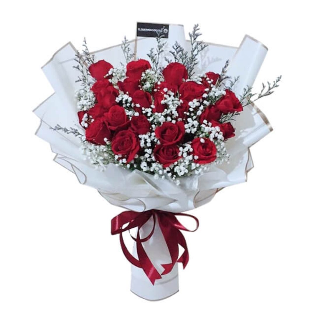 buket mawar merah romantis 23 tangkai