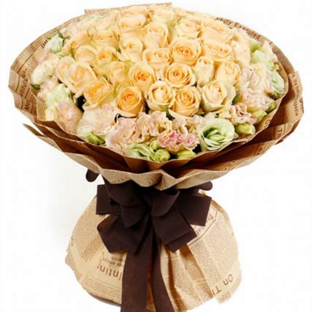 Buket Besar Mawar Champagne | 40 Champagne Roses