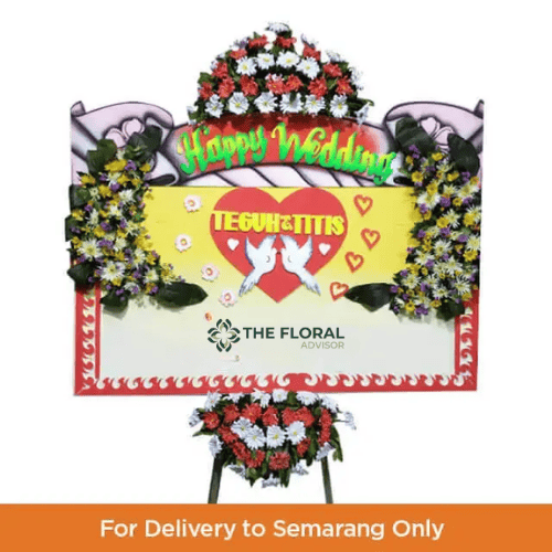 Papan Bunga Pernikahan – Selamat Wedding dengan Desain Romantis dan Elegan