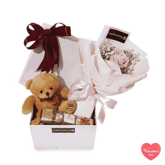 Special Pink Rose Bouquet with Teddy Bear - Wonderland Bundle