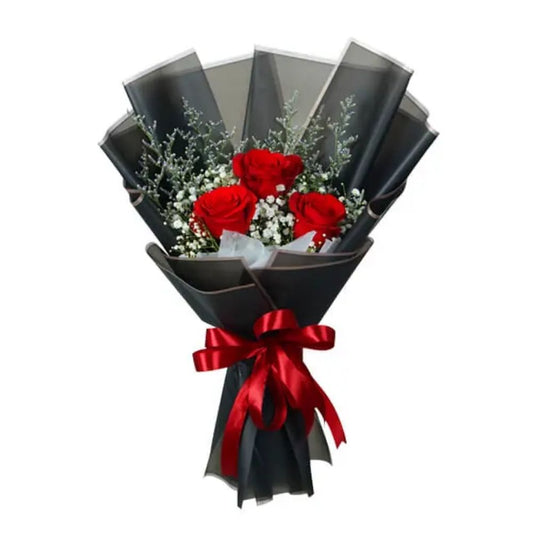 buket mawar merah romantis