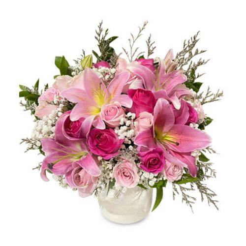 Bunga Meja Mawar Pink, Lily - Jardin de Praire