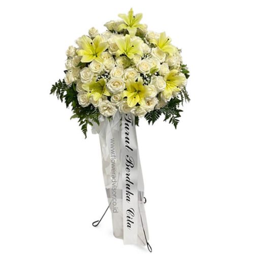 Standing Flower Duka Cita - White Top Condolences